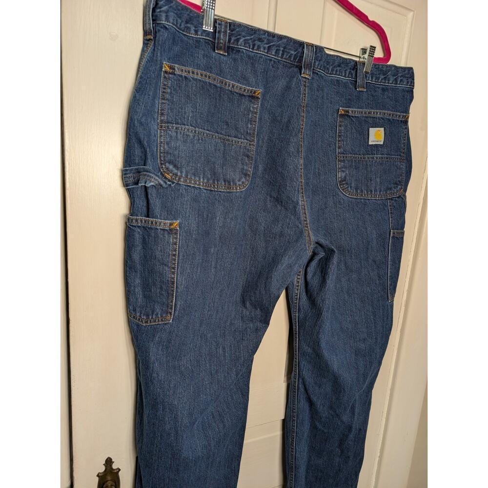 Carhartt Jeans Mens 44x30 Blue Loose Fit Carpenter Utility Denim (947) - Picture 7 of 8